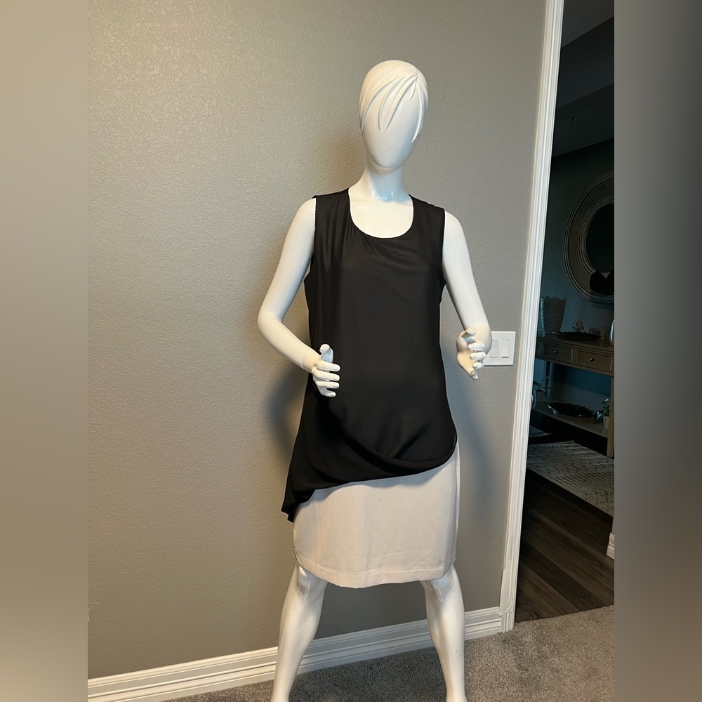 DKNY Crepe with Chiffon Overlay Drape Dress size 12